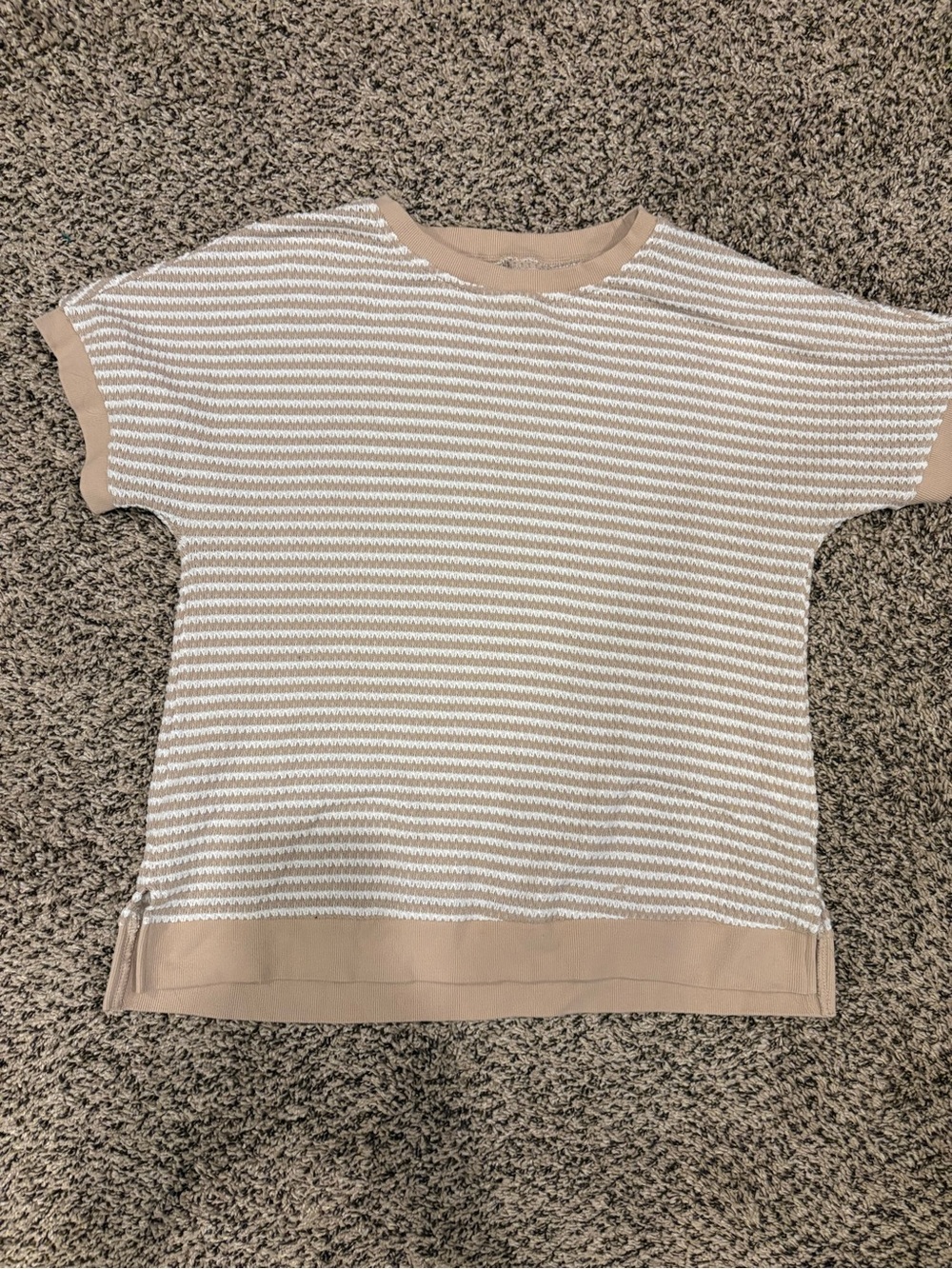 Neutral Stripe Knit Top - Beige & White